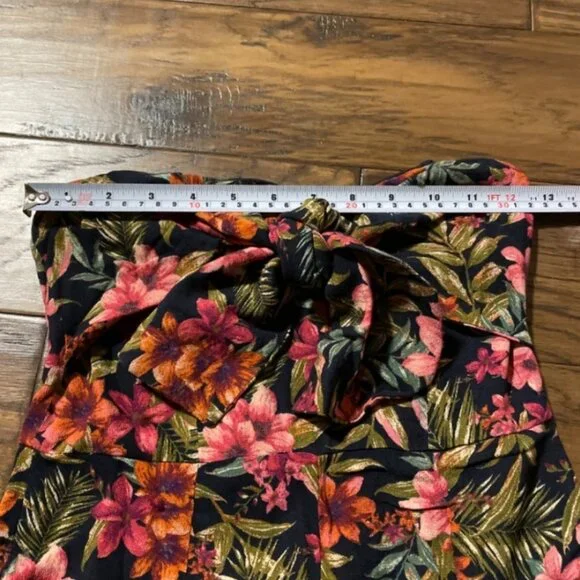 American Eagle jumpsuit wide leg tie front strapless tropical print size XS - Picture 10 of 16